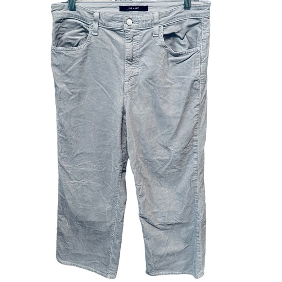 J Brand Joan Corduroy High Rise Wide Leg Crop Pants Light Mars Grey Silver Sz 30 - Picture 4 of 15